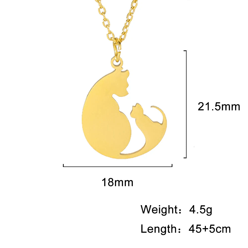 Unift Lovely Cat Pendant Necklace for Women Girl Stainless Steel Neck Chain Choker Pet Kitten Animal Kid Daughter Jewelry Gift