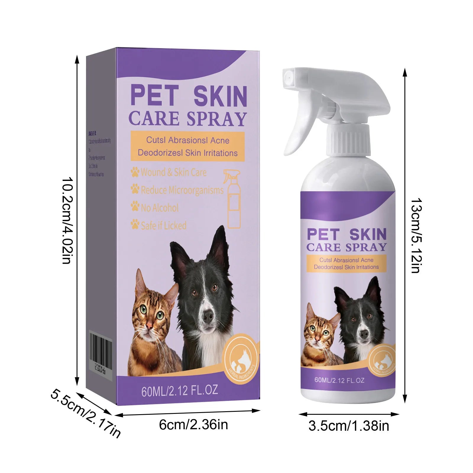 60ml Pet Relieving Skin Spray Relieving Dog And Cat Skin Itching Removing Mites Relieving Itching Disinfection Of Skin Diseases