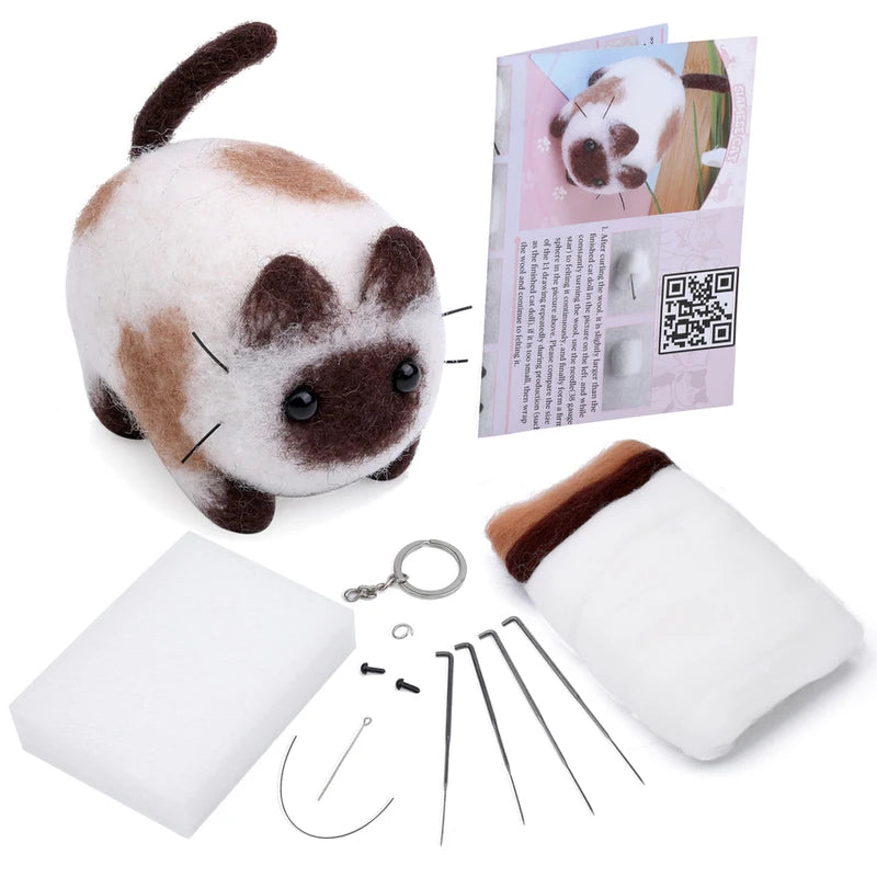 Animals DIY Needle Felting Set with Foam Mat for Handcraft Project Beginners Needle Felting Supplies Kits with Tools