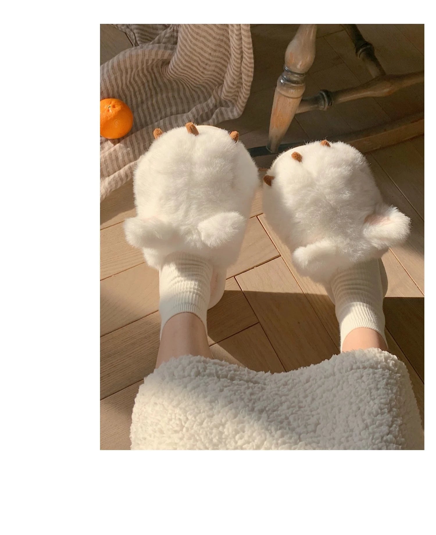 Cute Warm Cat Paw Cotton Slippers For Women's 2022 Winter Home Plush Anti-skid Slipper Funny Household Shoes