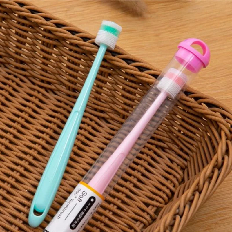 TONG Small Dog Cat Toothbrush 360 Degree Soft Silicone Cat Dental Care Toothbrush Holde Easy to Handle Independent Packaging