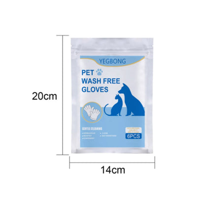 6pcs Disposable Pet Cleaning Gloves for Cats & Dogs Bath