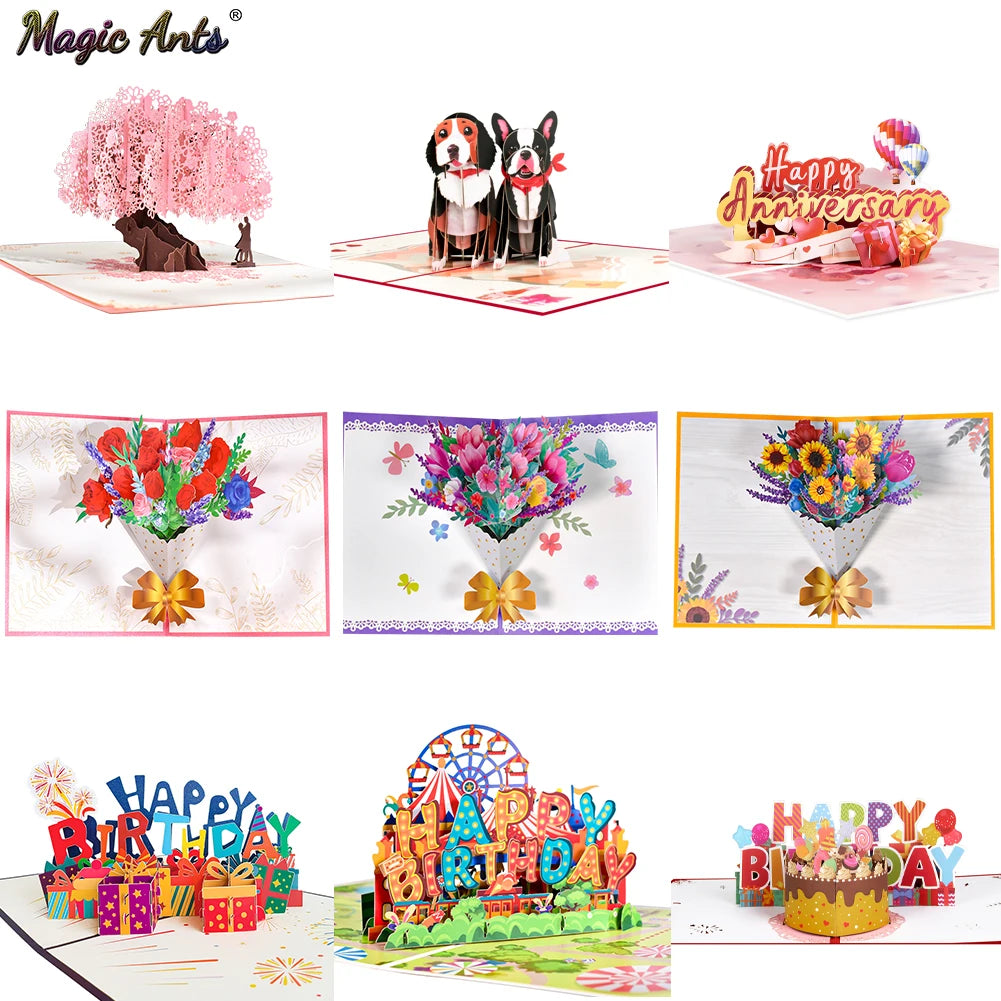 3D Cards Flowers Birthday Card Anniversary Maple Cherry Tree