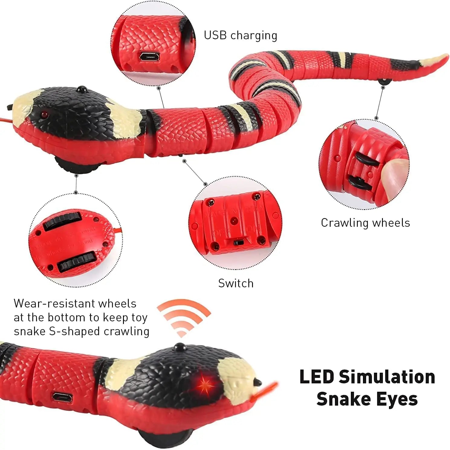 Remote Control Snake Pet Interactive Toy 16 Inch Toy Snake Egg Shaped Infrared Controller Prank Toy Ideal Gift for Kids Adults