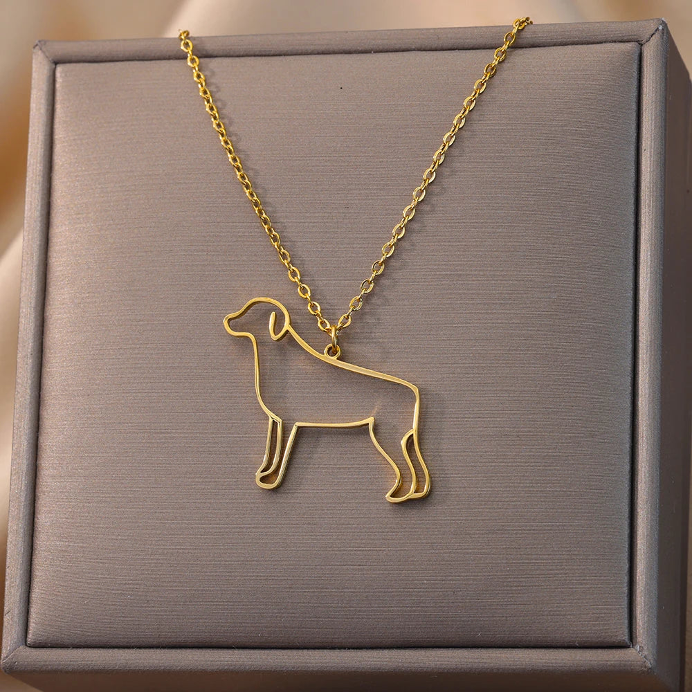 Stainless Steel Dog Necklaces For Women Men Gold Color Pet Animal Pendant Necklace Jewelry Male Female Fashion Neck Chain Gift