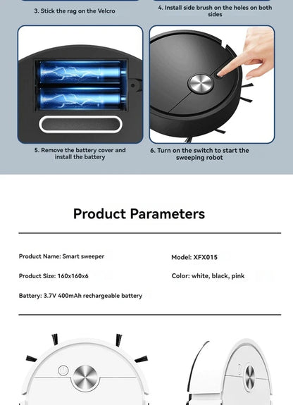 Xiaomi MIJIA 3 in 1 Smart Sweeping Robot Vacuum Cleaner 4000Pa Strong Suction Easy To Use For Hard Floors Pet Hair Carpets New