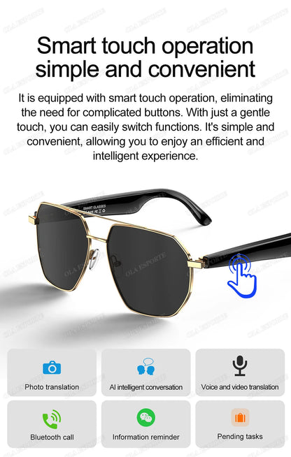 AI Smart Glasses with ChatGPT4.0 Instant Translation 164 Languages Bluetooth Calls IP67 Waterproof HD Camera for Travel Business