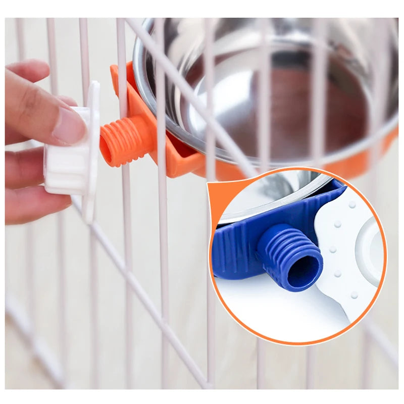 HOOPET Cat Bowl Food Bowl Hanging Stainless  Bowl Water Bowl Cat Cage Rice Bowl Pet Dog Cage Anti-overturning Dog Bowl