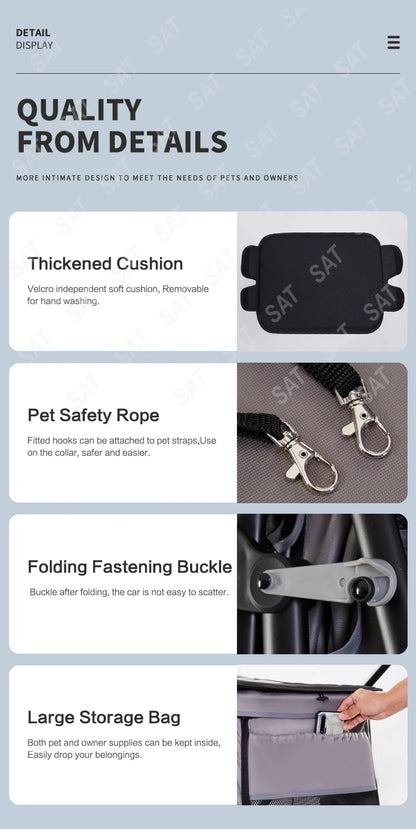China Wholesale Outdoor retractable pet stroller cart open pet wagon stroller for travel