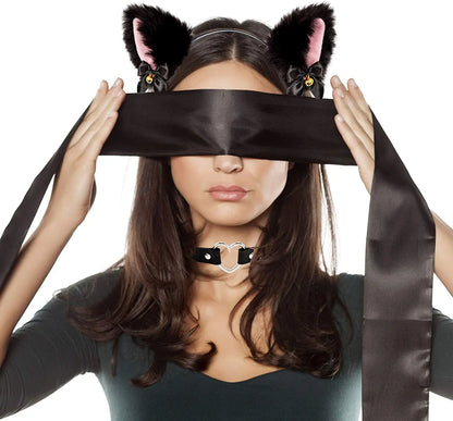 Cat Ear Bow Headband Necklace Cat Claw Gloves Cosplay Plush Bell Hairband Women Girl Masquerade Party Headwear Hair Accessories