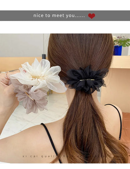 Fashionable Feminine Chiffon Hairpins Super Fairy Girls High Ponytail Spring Clips Spring Summer Duckbill Clips Hair Accessories