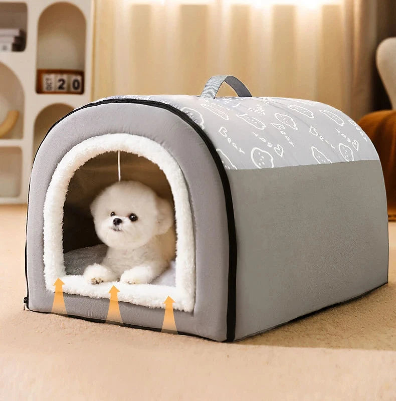 Warm Dog House Detachable Pet Sleeping Bed for Small Medium Dogs Cats Soft Non-slip Dog Kennel Puppy Kitten Nest Pet Supplies