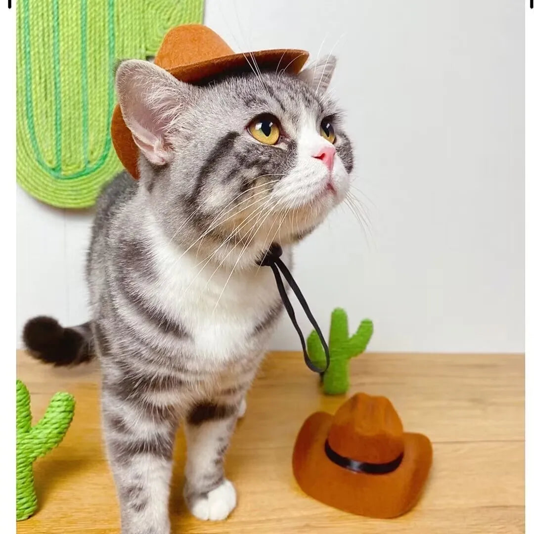 Pet Hat Dog Cat Western Cowboy Hat Halloween Pet Outdoor Caps  Funny Retro Photo Prop Dog Accessories Doll Decor Pet Products