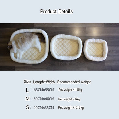 Thicken Plush Cat Bed Soft Warm Square Beige Grey Pink Cushion for Dogs Sleeping Sofa for Sphynx Cat Kittens Supplies in Winter