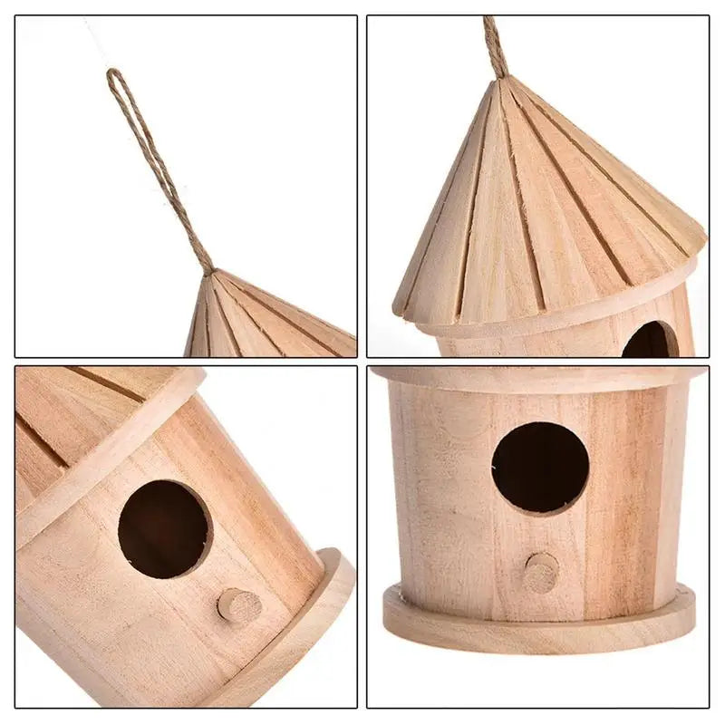 Wooden Bird House Feeder DIY Bird Nest Outdoor Hanging Birds Houses Home Decoration Gardening Decoration