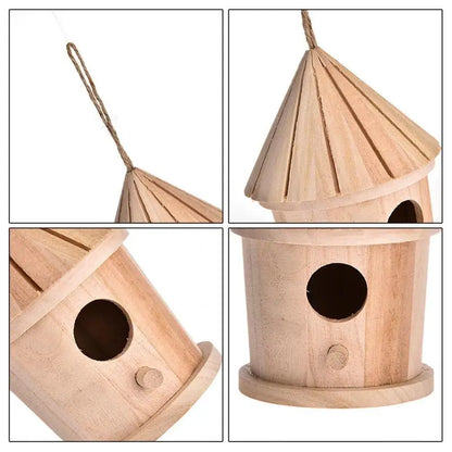 Wooden Bird House Feeder DIY Bird Nest Outdoor Hanging Birds Houses Home Decoration Gardening Decoration
