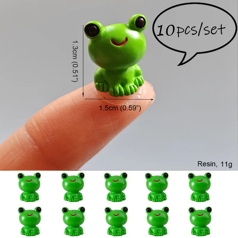 10PCS Dog Squirrel Fox Rabbit Sheep Duck Pig Cat Horse Frog Turtle Snake Koala Figurine Miniature Fairy Garden Decor Accessories