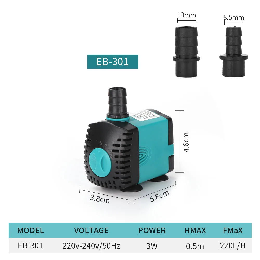 Ultra-Quiet 3-60W Submersible Water Fountain Pump Filter Fish Pond Aquarium Water Pump Tank Fountain EU US 220V-240V