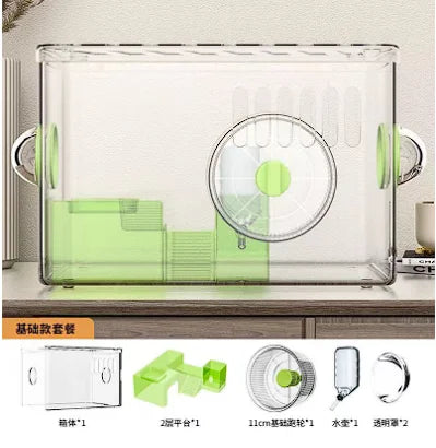 Hamster cage Luxury Grand Villa Transparent acrylic Gold silk Bear Dutch Pig two layer multi-layer combination hamster supplies