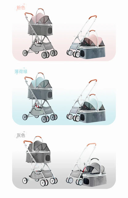 Detachable Pet Cart Detachable One Car Three-purpose Universal Pet Cart for Cats and Dogs