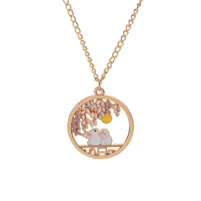 Cute Cat Bunny Sika Deer Necklace for Women Kids Fashion Cartoon DIY Animal Pendant Necklace Party Jewelry Accessories Gift