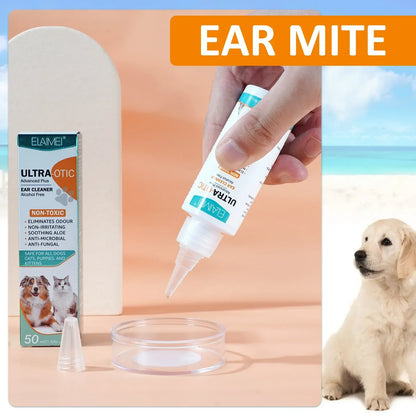 50ml Cat Dog Ear Cleaner Ear Wax Remover Pet Ear Cleaner Non-irritating Ear Cleansing Solution Ear Wash Pet Supplies For ELAIMEI