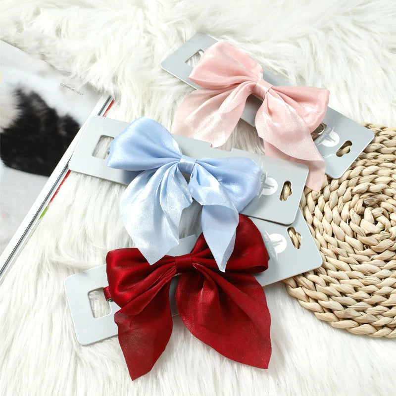 High Silk imitation Nylon Dragon Cat Collar Solid Color Bow Small Dog Collar Adjustable Safety Buckle Cat Bow Pet Accessory