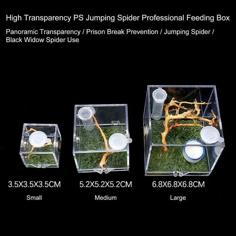 Reptiles Breeding Box Clear Acrylic Cage Habitat Insect Feeding Box Terrarium Tank Escape Proof For Jumping Spider 3 Size