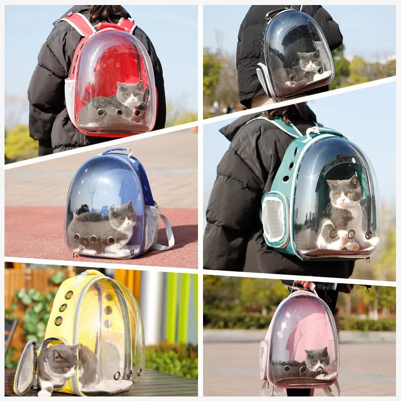 1Pcs Cat Bag Breathable Portable Pet Carrier Bag Outdoor Travel Backpack for Cat and Dog Transparent Pet Backpack Space Capsule