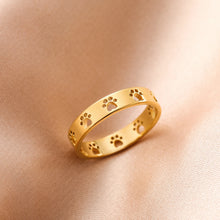 Sipuris Dog Paw Hollow Rings For Women Stainless Steel Gold Color Hip Hop Cute Ring Jewelry Gifts For Animal Dog Lovers