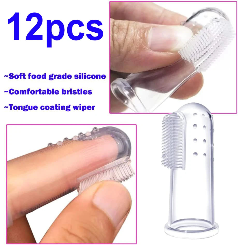 Silicone Soft Pet Finger Cuff Toothbrushes Dog Brush Bad Breath Tartar Teeth Care Tool Cat Cleaning Scrub Silicagel Pet Supplies