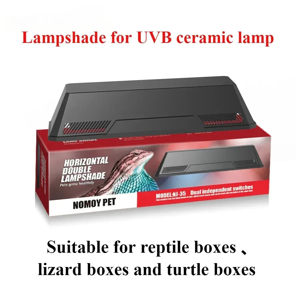 Reptile Double Lamps Lampshade Pet Turtle Basking Lamp UVA Heating Sun Lamp E27 UVB Ceramic Lamp Head Terrarium Insulation