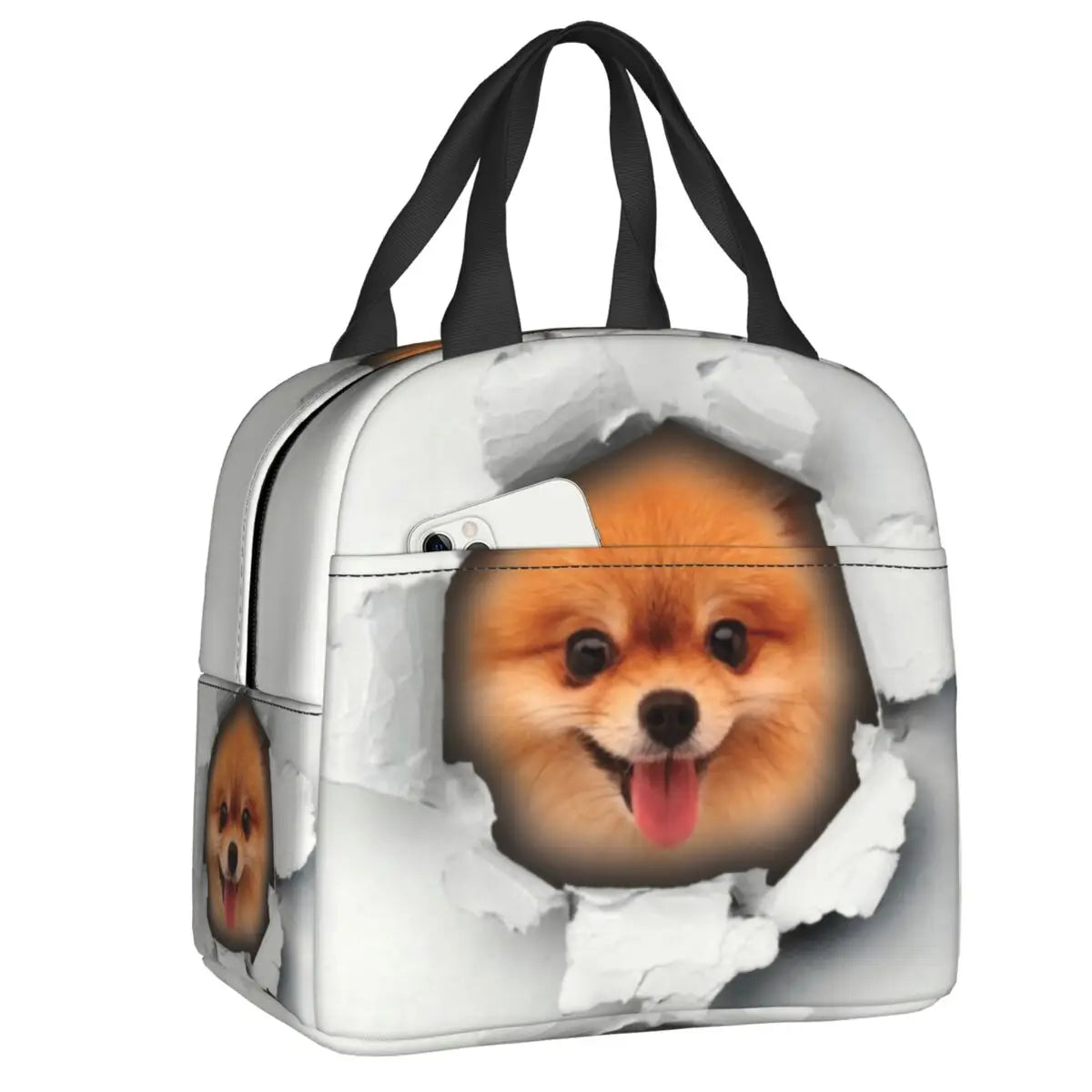 Cartoon Pomeranian Lunch Boxes Women Multifunction Spitz Dog Thermal Cooler Food Insulated Lunch Bag Office Work