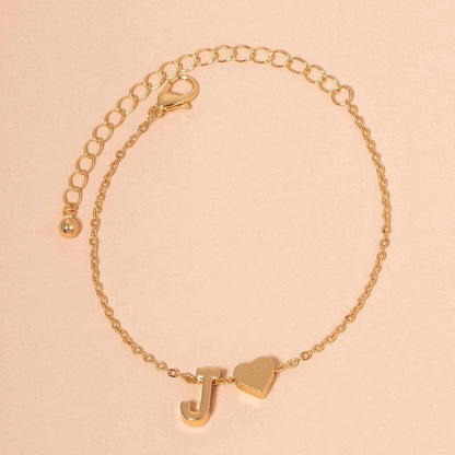Fashion English Initial Letter Heart Bracelet DIY Personalized Name Bracelets Girls Women Anniversary Jewelry Gifts