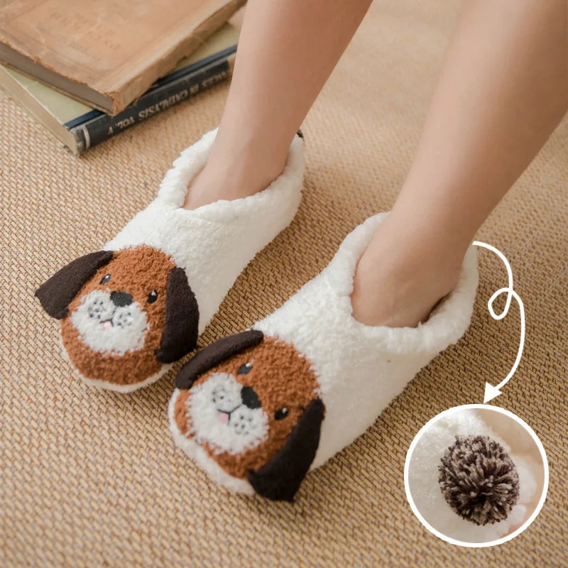 Fluffy Slippers Women winter warm Unicorn Dog Anti Slip Kawaii Fuzzy Ladies Panda Plush Soft Female Cartoon Shoes Home Indoor