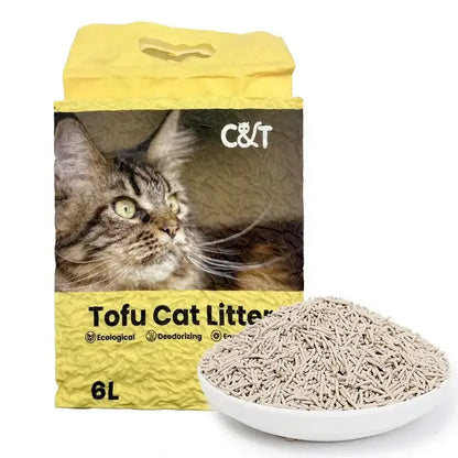 English tofu cat litter deodorizing, dust-free, clumping, compact cat litter factory 6L pack7.5