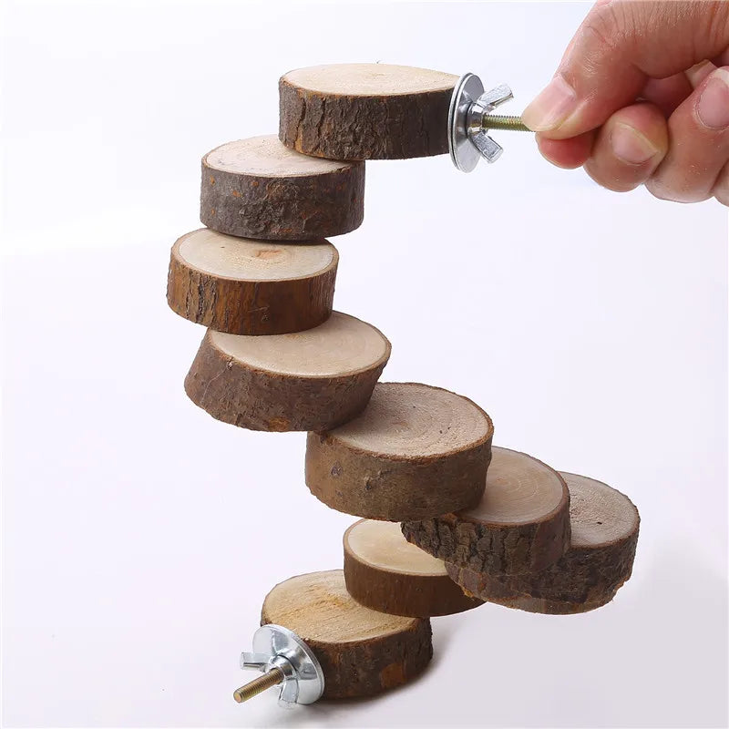 Hamster Wooden Ladder Toy for Cage 6/10 Steps Wood Climbing Blocks Chew Toy for Pig Rat Hedgehog Small Pet Cage Accessories