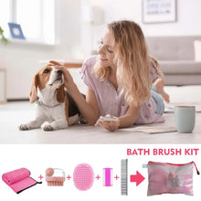 5-Piece dog bath brush drying towel long and short hair dog bath brush with shampoo massage brush
