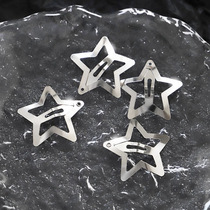 Petshomesupplies 10/100Pcs Silver Star Hair Clips for Girls Filigree Star Metal Snap Clip Hairpins Barrettes Hair jewelry Nickle Free Lead Free