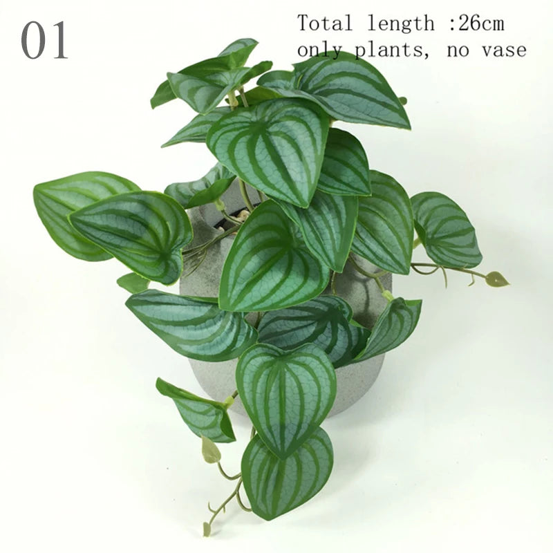 Artificial Terrarium Plant for Reptile Amphibian for Tank Pet Habitat Decorations Lifelike Tropical Leaves Plastic Leaf Rattan