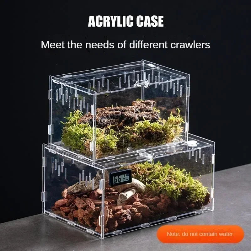 Reptile Acrylic Transparent Terrarium Habitat Breeding Box Reptiles Cage Nano Arboreal Tarantula Enclosure Bearded Dragon