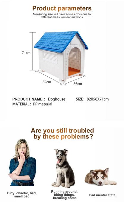 Luxury Plastic Outdoor Dog House for Small to Medium Pets