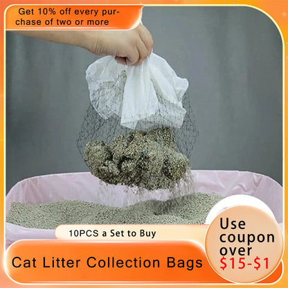 10pcs Reusable Cat Feces Filter Hands Free Pet Cat Excrement Liners with Filter Net Pet Hygienic Litter Box Liners Pet Cleaning