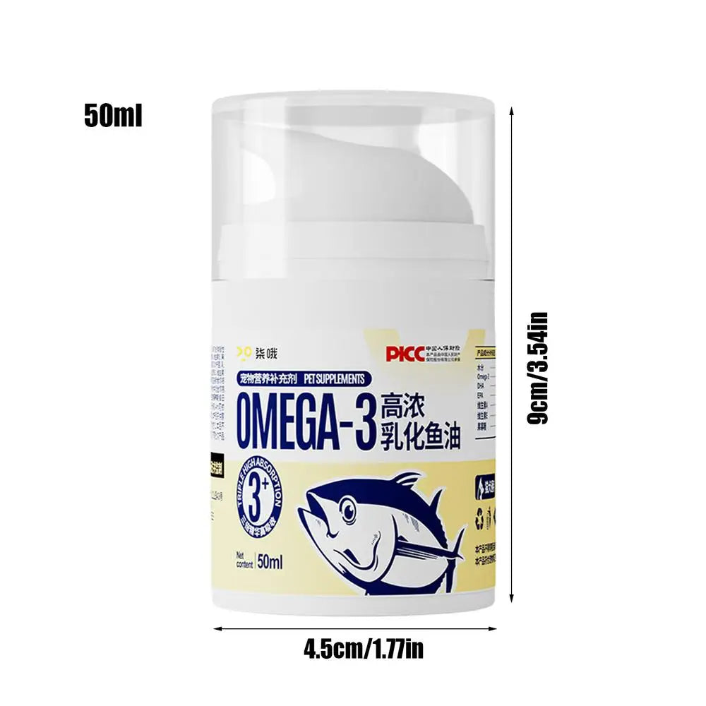 Kitten Fish Oil 50ml Highly Concentrated Fish Oil For Cats Liquid Press Type Pet Heart Skin Coat Joint Health Supplements
