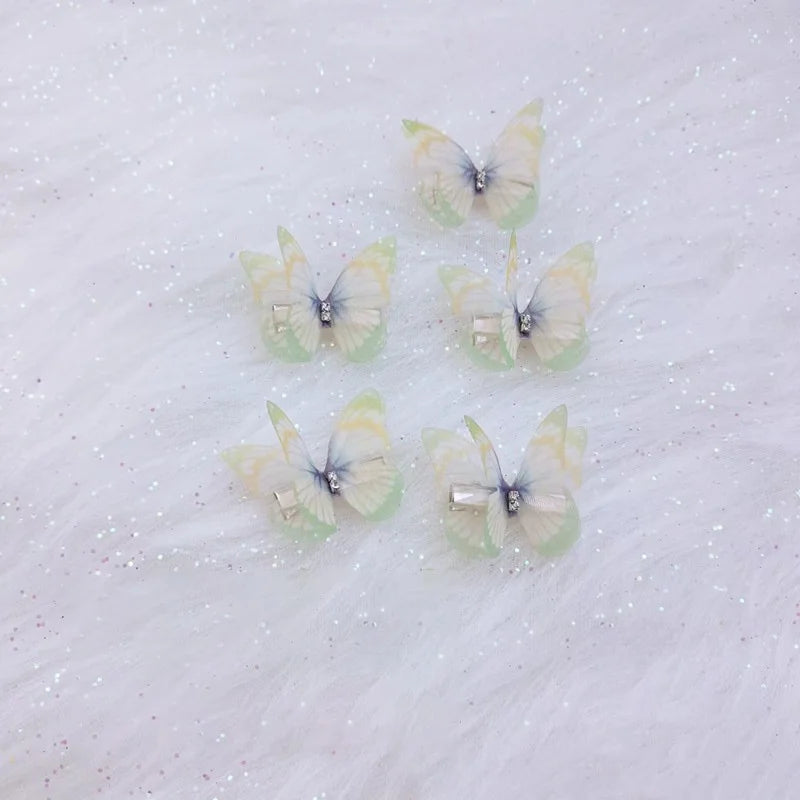 5PCS New Cute Princess Mesh Double-layer Butterfly Lovely Girls Hairpins Children Headwear Hairgrip Hair Clips Hair Accessories