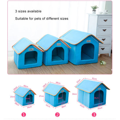Foldable Winter Dog House Bed – Soft Leopard Print Pet Kennel