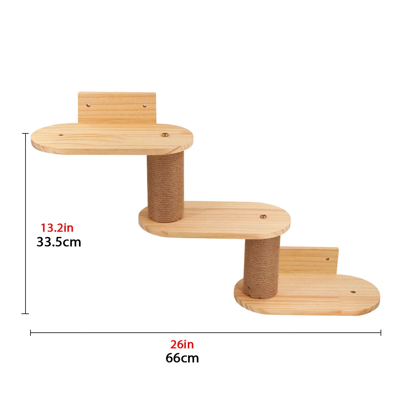 1 Piece Cat Wall Mounted Shelf Furniture Wooden Cat Bed and Scratcher Post with Climbing Ladder Steps for Kitten Play and Rest