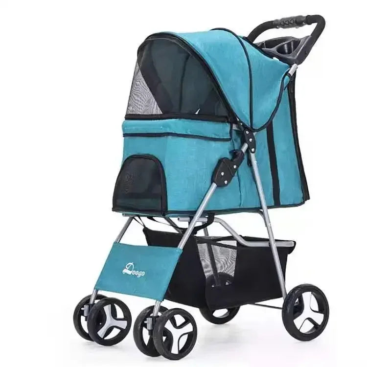 Portable Foldable Pet Stroller Four Wheel with Sunroof