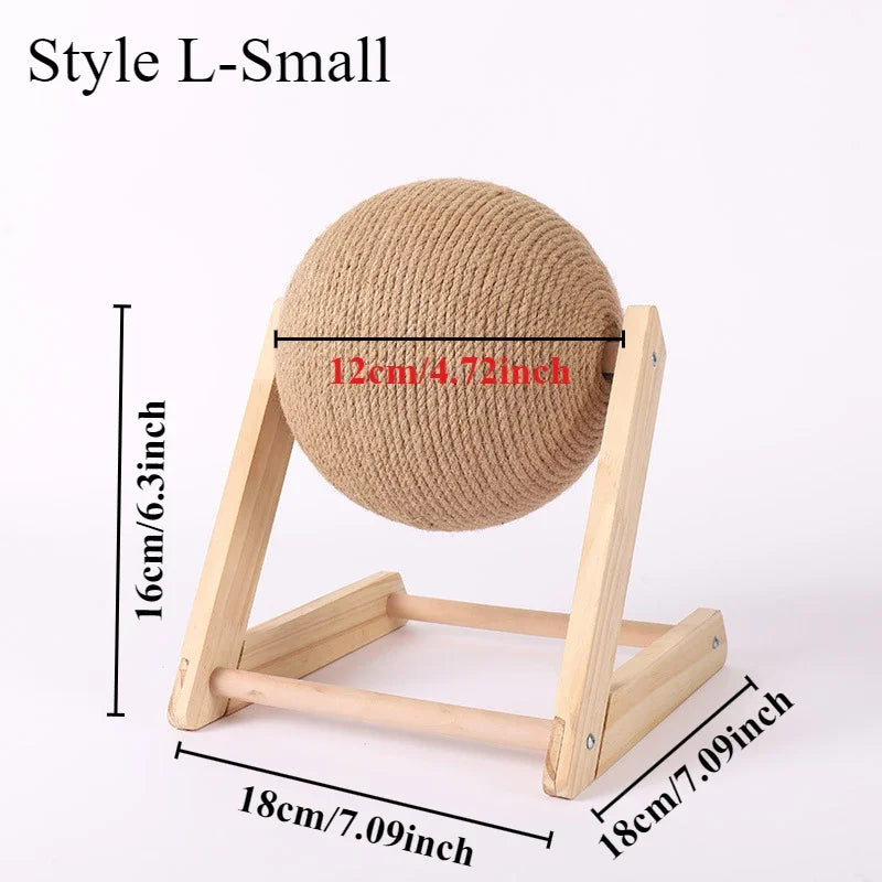 Cat Scratching Ball Toy Sisal and Wood Stable Triangle Cats Indoor Stuff Sturdy Scratching Cool Scratch on Stand Spin/cat Toys