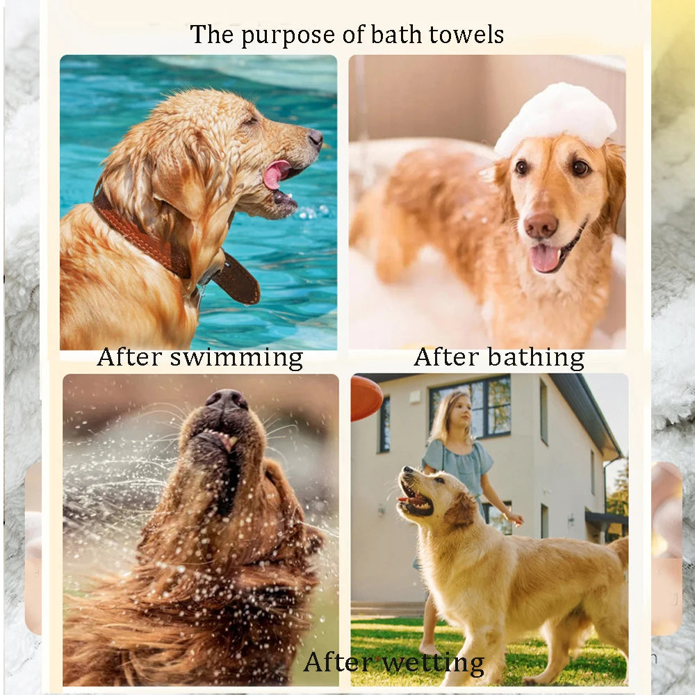 Pet Bath Towel Dog Bathrobe Absorbent Pet Quick Drying Bath Towel Bath Towel Large Small Dogs Clean Absorbent Bathrobe Full Body